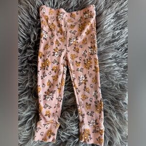 Nicole Miller Pink Ribbed Floral Kids Leggings